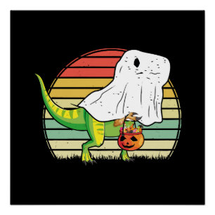 Póster Dino Fantasma Engraçado Halloween