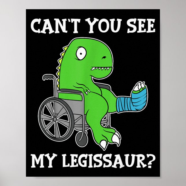 Poster Dino Funny Get Well Broken Leg Gift Dinosaur With  (Frente)