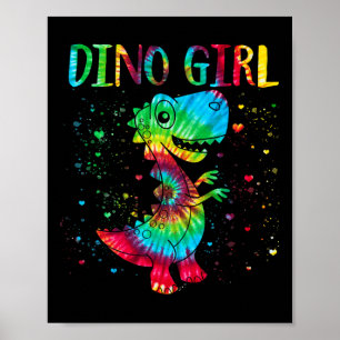 Poster Dino Girl Dinossaur Lover Tie Dye Cute T-rex Hallo