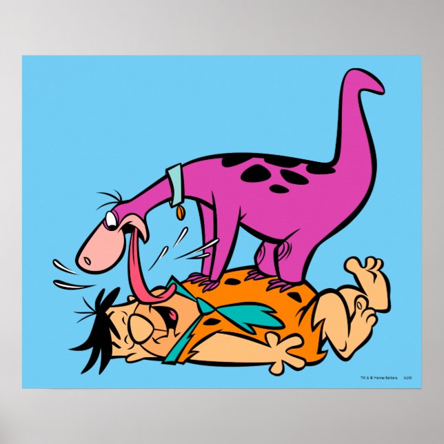 Póster Dino Licking Fred Flintstone (Frente)