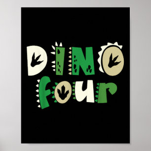 Poster Dino Quatro Aniversários Dinossauro 4º Aniversário