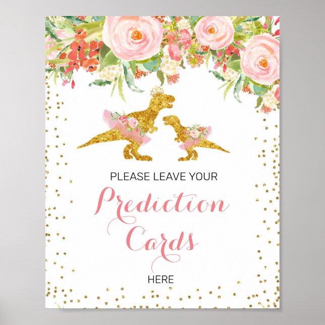 Poster Dino rosa e Dourado deixa seu sinal de previsão (Frente)