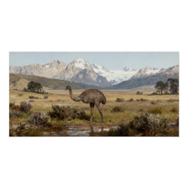 Póster Dinornis robustus – Moa Gigante da Ilha do Sul (Frente)