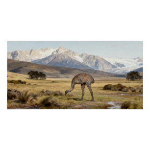Póster Dinornis robustus – Moa Gigante da Ilha do Sul