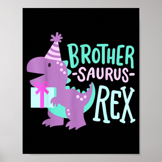 Poster Dinosaur Birthday Brother Saurus T Rex Family Matc (Frente)