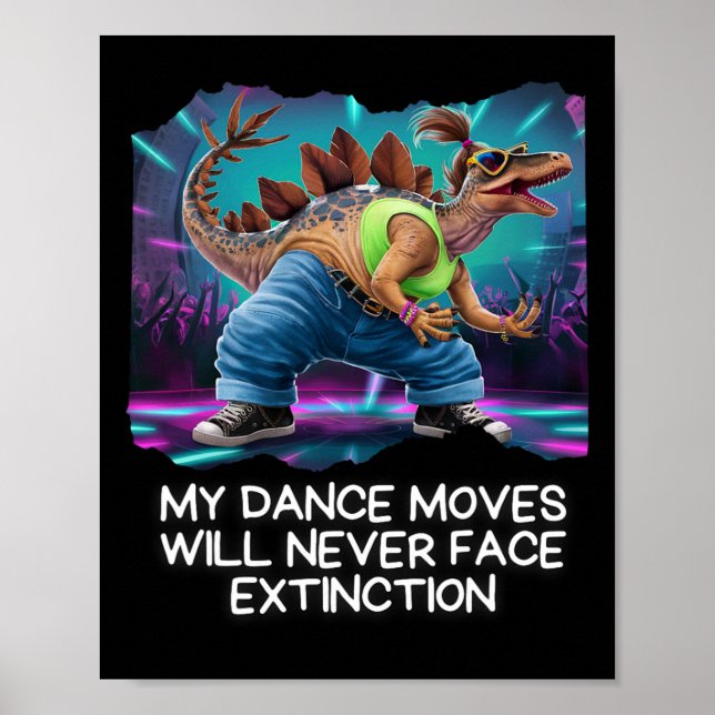 Poster Dinosaur Dance Funny Dancing Dino  (Frente)