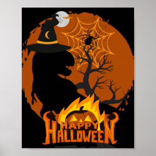Poster dinosaur in Halloween,spooky,creepy,scary,