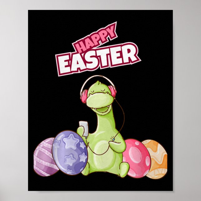 Poster Dinosaur Say Happy Easter Premium Tri-blend  (Frente)