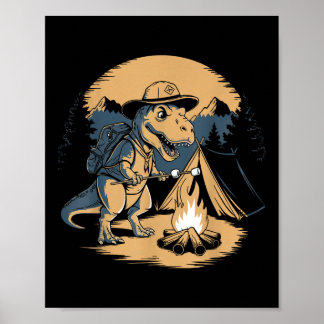 Poster Dinosaur Scouting Camping For Kids Boys Girls 