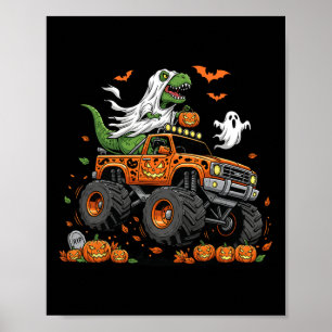 Poster Dinosaur T-rex Pilotando Caminhão Monstro Hallowee