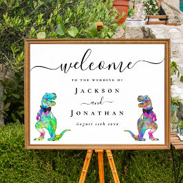 Poster Dinosaur Theme Gay Wedding Welcome