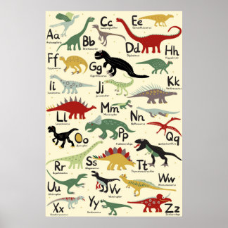 POSTER Dinosaurier Alphabet Kinderzimmer