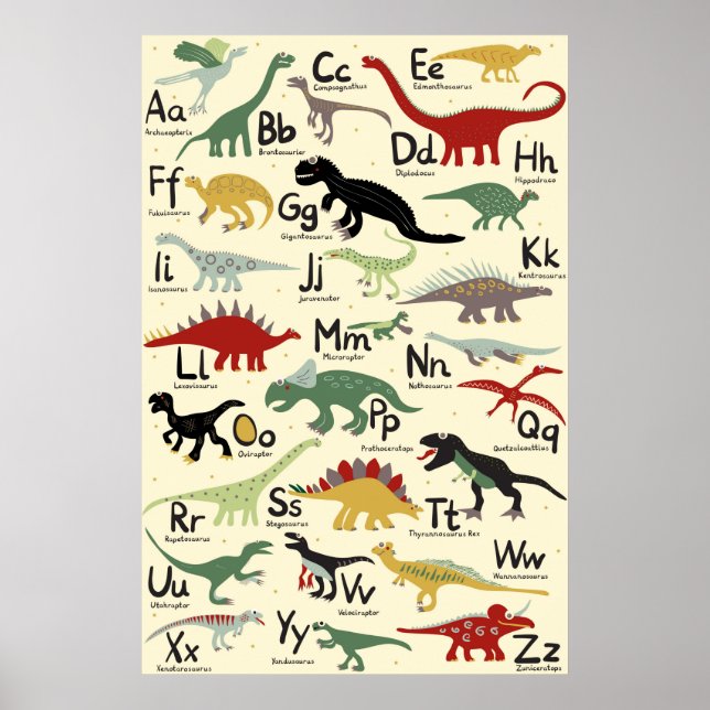 POSTER Dinosaurier Alphabet Kinderzimmer (Frente)