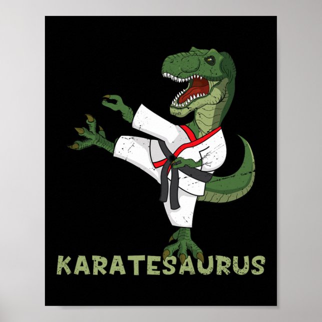 Poster Dinosauro Karatê Engraçado Karatesaurus T-rex Gráf (Frente)
