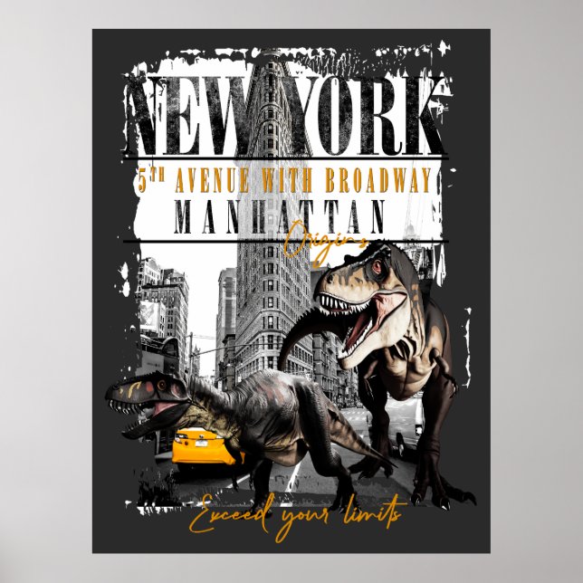 Poster Dinosaurs in Manhattan NYC (Frente)