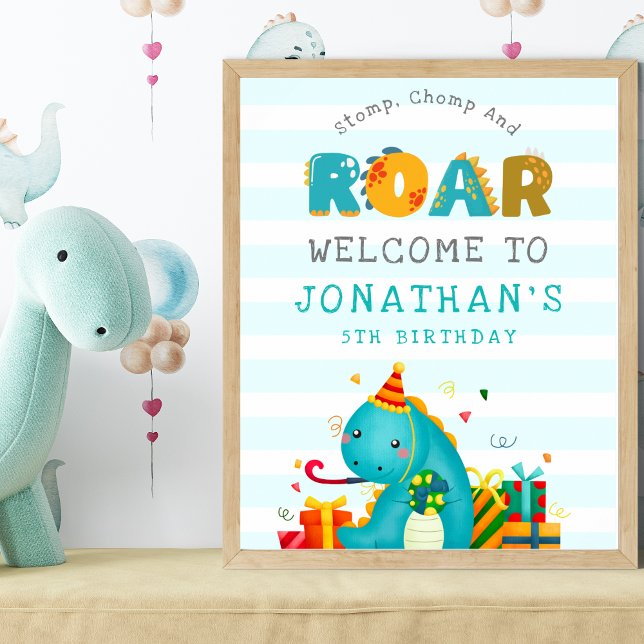 Poster Dinosaurs Stomp Chomp and roar birhtday boy (Criador carregado)