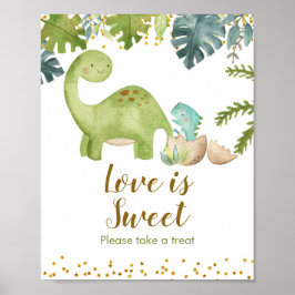 Poster Dinossaur Boy Watercolor Love is Sweet Sign