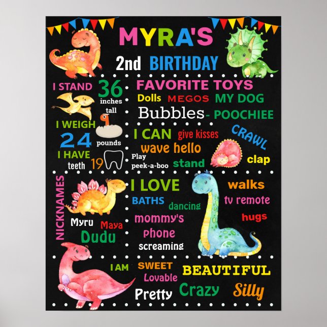 Poster Dinossaur Girl Dino Birthday (Frente)