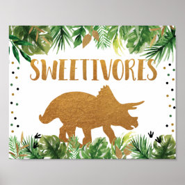 Poster Dinossaur Sweetores Sinal de Mesa de Aniversário