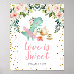 Poster Dinossaur Tea Party Chá de fraldas Love is Sweet