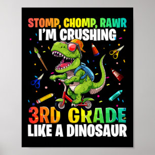 Poster Dinossauro 3º ano de volta à escola 1º dia de Sch