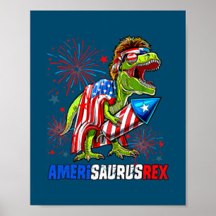 Poster Dinossauro 4 de julho Amerissauro T Rex Americano
