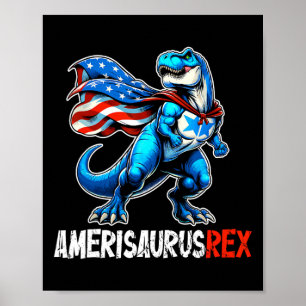 Poster Dinossauro 4 De Julho Amerissauro T Rex Funny