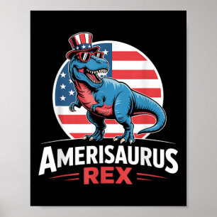 Poster Dinossauro 4 de Julho Homens Mulheres Meninos Meni