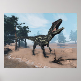 Póster Dinossauro Allosaurus rugindo - renderização 3D