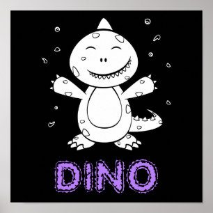 Poster Dinossauro - Animais de Arte Desenhados em Preto e