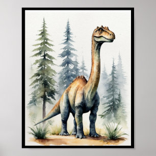 Poster Dinossauro Aquarela Brachiosaurus Sauropod WallArt