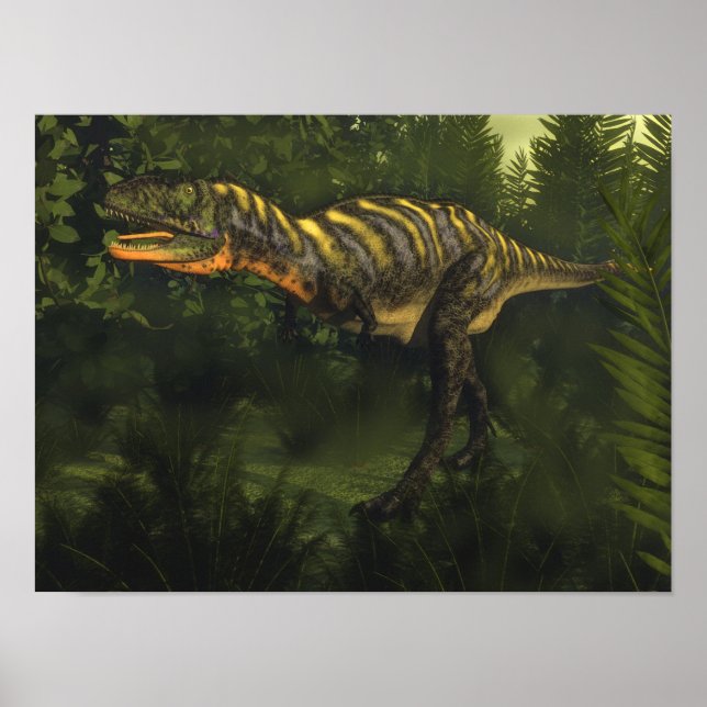 Póster dinossauro Aucasaurus - renderização 3D (Frente)