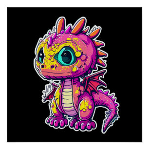 Póster Dinossauro Bebê Adorável   Alegria Jurássica