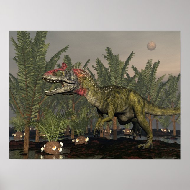 Poster dinossauro Cryolophosaurus - renderização 3D (Frente)
