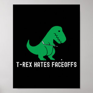 Poster Dinossauro de hóquei T-rex engraçado odeia disputa