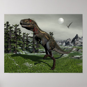 Póster Dinossauro de Nanotyrannus - 3D rendem
