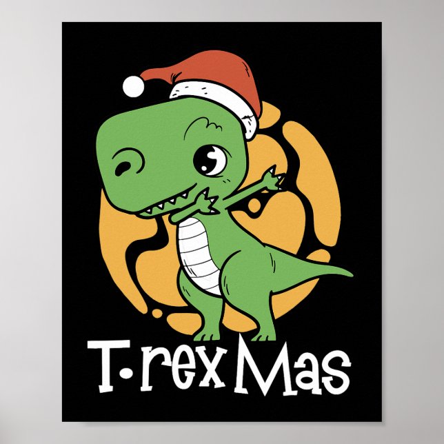 Poster Dinossauro de Natal TRex Mas (Frente)