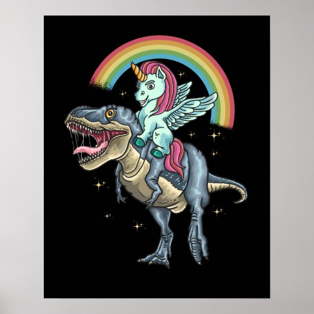 Poster Dinossauro de T rex do Unicorn (Frente)