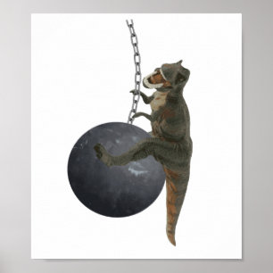 Póster Dinossauro de T-Rex que destrói a bola