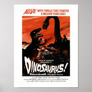 Póster Dinossauro, Dino, cinema retro do vintage de
