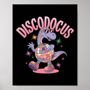 Poster Dinossauro Diplodocus Dançando Disco Dino Engraçad