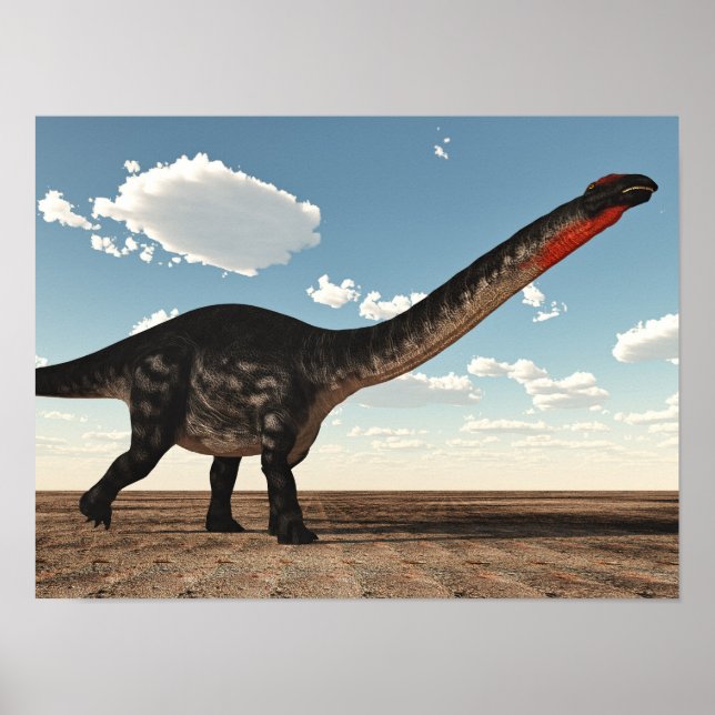 Poster dinossauro do Apatossauro no deserto - renderizaçã (Frente)
