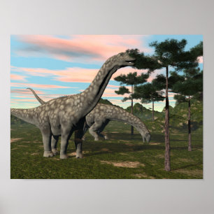 Póster Dinossauro do Argentinosaurus que come a árvore -
