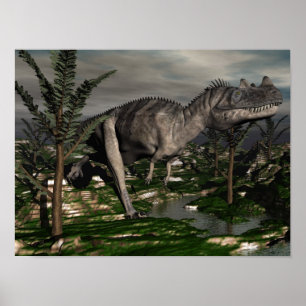 Poster dinossauro do Ceratossauro - renderização 3D