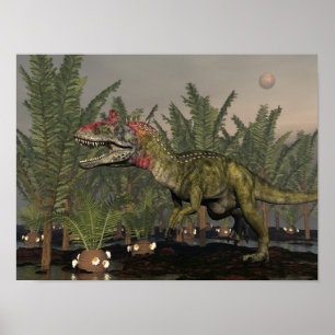 Poster Dinossauro do Cryolophosaurus - 3D rendem