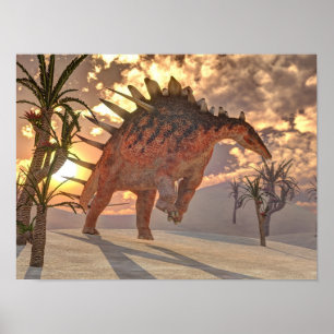 Póster Dinossauro do Kentrosaurus - renderização 3D