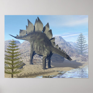 Póster Dinossauro do Stegosaurus - 3D rendem
