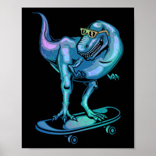 Poster Dinossauro Em Skate Engrenagem De Dinossauro Em Sk