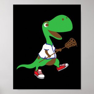 Poster Dinossauro Jogando Lacrosse Frio Equipe Esporte Di