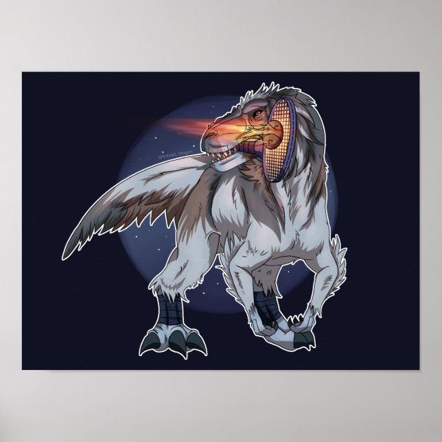 Poster Dinossauro Jogando Tênis (Frente)